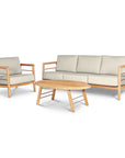 HiTeak Aalto 86-inch Teak Deep Outdoor Couch Sunbrella Cushion