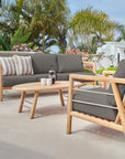 HiTeak Aalto 86-inch Teak Deep Outdoor Couch Sunbrella Cushion