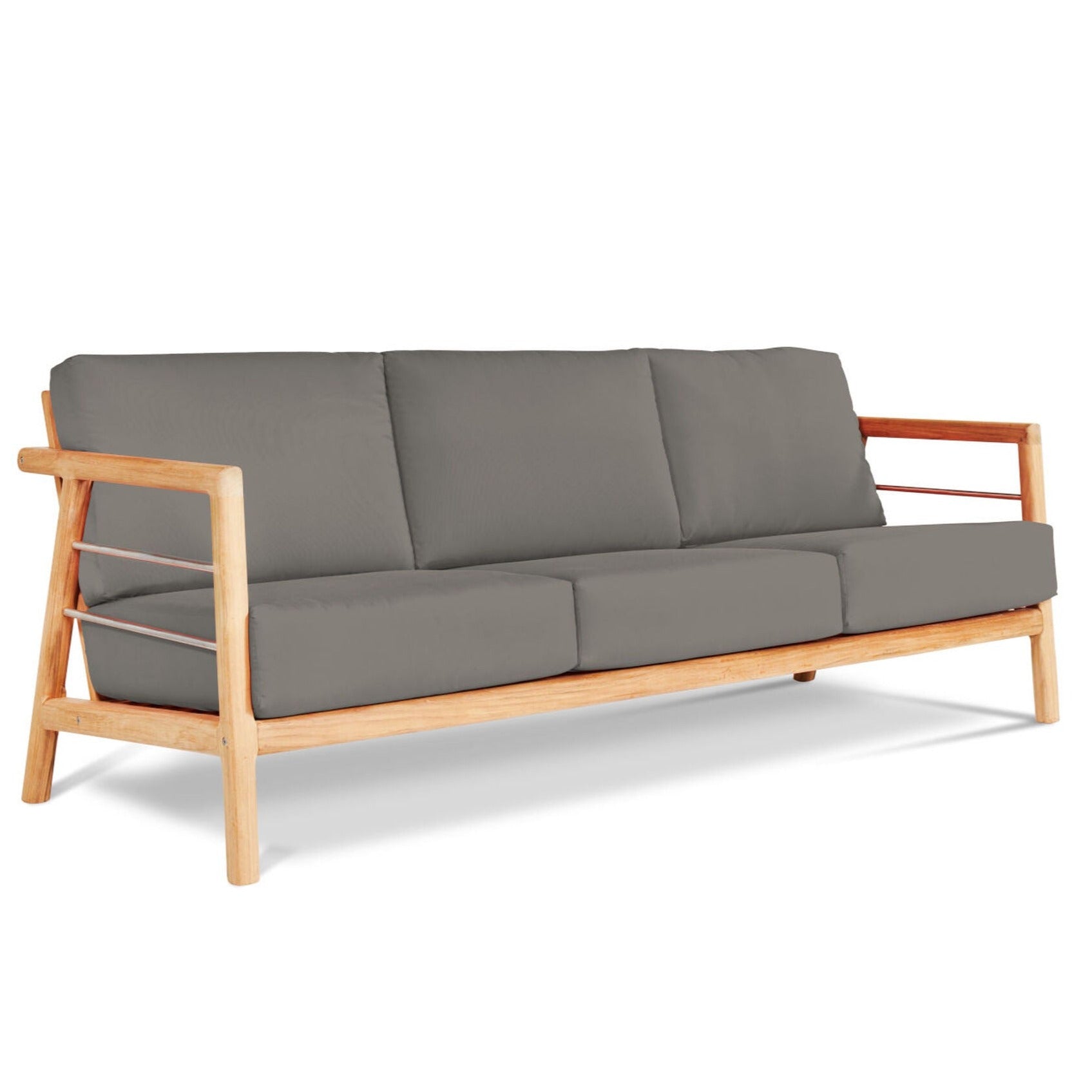 Aalto 86-inch Teak Deep Seating Outdoor Sofa with Sunbrella Cushion-Outdoor Sofas &amp; Loveseats-HiTeak-Charcoal-LOOMLAN