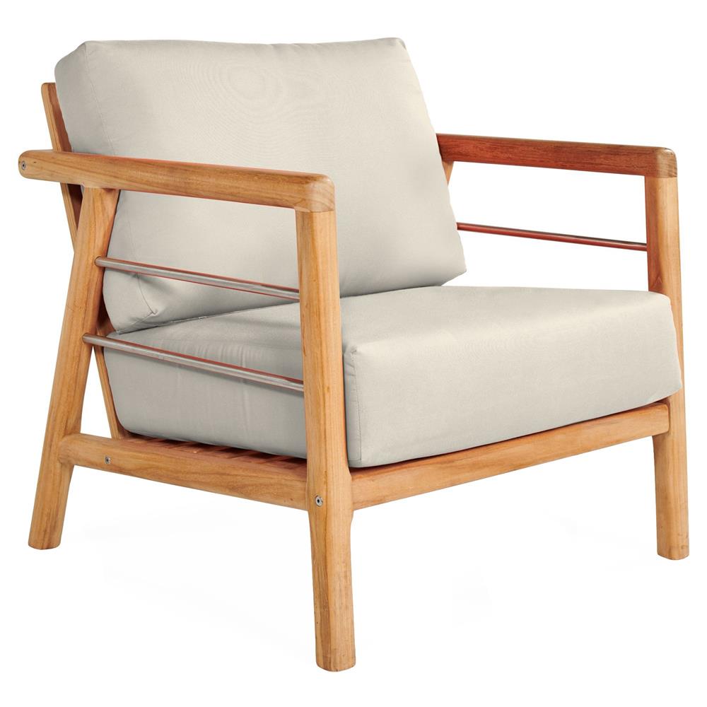 Aalto Teak Deep Seating Outdoor Club Chair with Sunbrella Cushion-Outdoor Lounge Chairs-HiTeak-Canvas-LOOMLAN