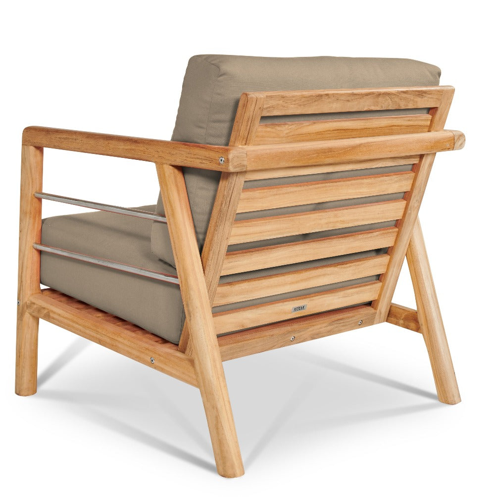 Aalto Teak Deep Seating Outdoor Club Chair with Sunbrella Cushion-Outdoor Lounge Chairs-HiTeak-LOOMLAN