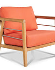 Aalto Teak Deep Seating Outdoor Club Chair with Sunbrella Cushion-Outdoor Lounge Chairs-HiTeak-Melon-LOOMLAN
