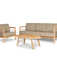 HiTeak Aalto Teak Patio Deep Sofa Set with Sunbrella 4PC