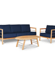 HiTeak Aalto Teak Patio Deep Sofa Set with Sunbrella 4PC