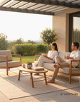 HiTeak Aalto Teak Patio Deep Sofa Set with Sunbrella 4PC