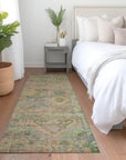 LOOMLAN Rugs Aelain Green Washable Indoor-Outdoor Rug