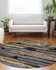 LOOMLAN Rugs Aelaris Black Washable Indoor-Outdoor Rug