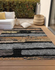 LOOMLAN Rugs Aelaris Black Washable Indoor-Outdoor Rug