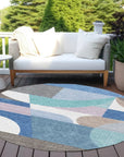 LOOMLAN Rugs Aeleth Blue Washable Indoor-Outdoor Rug