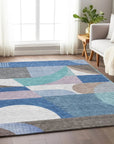 LOOMLAN Rugs Aeleth Blue Washable Indoor-Outdoor Rug