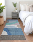 LOOMLAN Rugs Aeleth Blue Washable Indoor-Outdoor Rug
