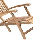 Anders Teak Folding Outdoor Deck Chair Lounge with Sunbrella Cushions-Outdoor Cabanas & Loungers-HiTeak-LOOMLAN