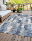 Addison Rugs Angled Checks Blue Washable Indoor-Outdoor Rug