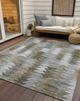 Addison Rugs Angled Checks Brown Washable Indoor-Outdoor Rug