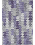 Addison Rugs Angled Checks Purple Washable Indoor-Outdoor Rug
