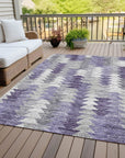 Addison Rugs Angled Checks Purple Washable Indoor-Outdoor Rug
