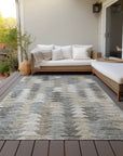 Addison Rugs Angled Checks Taupe Washable Indoor-Outdoor Rug