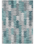 Addison Rugs Angled Checks Teal Washable Indoor-Outdoor Rug