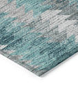 Addison Rugs Angled Checks Teal Washable Indoor-Outdoor Rug