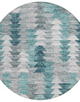 Addison Rugs Angled Checks Teal Washable Indoor-Outdoor Rug