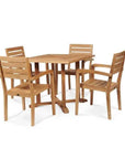HiTeak Avery Square Teak Outdoor Dining Table Umbrella Hole