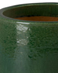 Emissary Barrel Green Ceramic Outdoor Planter