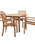 Birmingham 5-Piece Square Teak Outdoor Dining Set with Stacking Armchairs-Outdoor Dining Sets-HiTeak-LOOMLAN