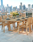 Birmingham 7-PC Outdoor Dining Set with Extendable Table and Stacking Armchairs-Outdoor Dining Sets-HiTeak-LOOMLAN