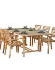 Birmingham 7-PC Outdoor Dining Set with Extendable Table and Stacking Armchairs-Outdoor Dining Sets-HiTeak-LOOMLAN