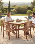 HiTeak Birmingham Square Outdoor Dining Table Umbrella Hole