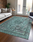 LOOMLAN Rugs Blazura Teal Washable Indoor-Outdoor Rug