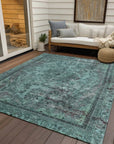 LOOMLAN Rugs Blazura Teal Washable Indoor-Outdoor Rug