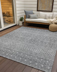Boho Grey Washable Indoor-Outdoor Rug