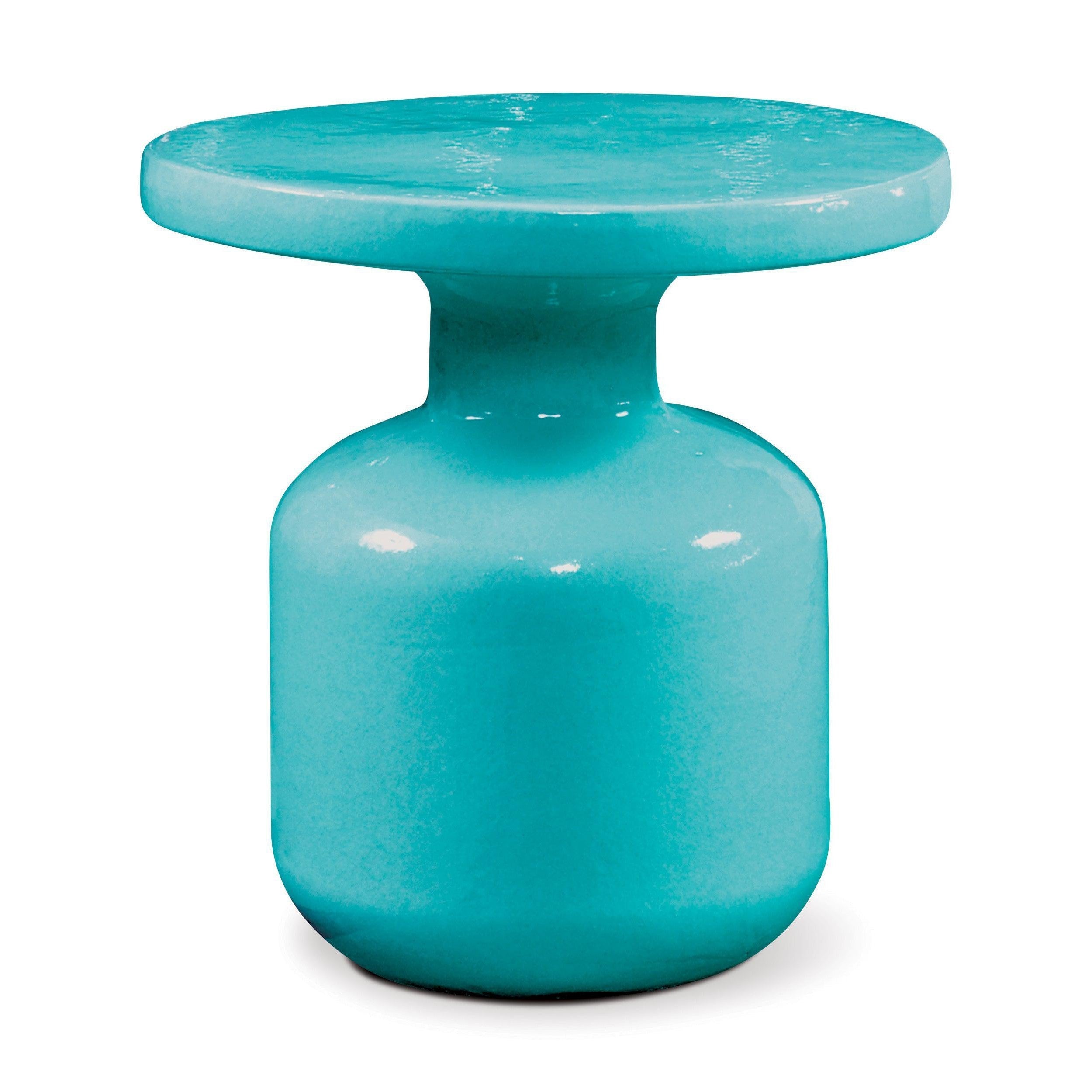 Bottle Accent Table - Aquamarine Outdoor End Table-Outdoor Side Tables-Seasonal Living-LOOMLAN