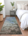 LOOMLAN Rugs Braearis Blue Washable Indoor-Outdoor Rug