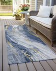 LOOMLAN Rugs Braeon Blue Washable Indoor-Outdoor Rug