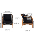 Kuna Black Teak Frame Outdoor Lounge Chair