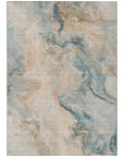 LOOMLAN Rugs Caelanor Teal Washable Indoor-Outdoor Rug