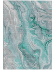 LOOMLAN Rugs Caelara Teal Washable Indoor-Outdoor Rug