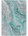 LOOMLAN Rugs Caelara Teal Washable Indoor-Outdoor Rug