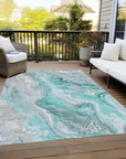 LOOMLAN Rugs Caelara Teal Washable Indoor-Outdoor Rug
