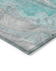 LOOMLAN Rugs Caelara Teal Washable Indoor-Outdoor Rug