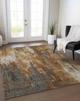 LOOMLAN Rugs Caelion Orange Washable Indoor-Outdoor Rug