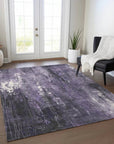 LOOMLAN Rugs Caelion Purple Washable Indoor-Outdoor Rug