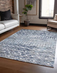 LOOMLAN Rugs Calandria Blue Washable Indoor-Outdoor Rug