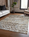 LOOMLAN Rugs Calandria Brown Washable Indoor-Outdoor Rug