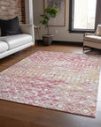 LOOMLAN Rugs Calandria Pink Washable Indoor-Outdoor Rug
