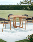 Cambria 5-Piece Round Teak Outdoor Dining Set with Stacking Armchairs-Outdoor Dining Sets-HiTeak-LOOMLAN