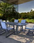 Prism Aluminum Sling Dining Set Table Seats 6-Outdoor Dining Sets-Castelle-LOOMLAN