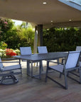 Prism Aluminum Sling Dining Set Table Seats 6-Outdoor Dining Sets-Castelle-LOOMLAN